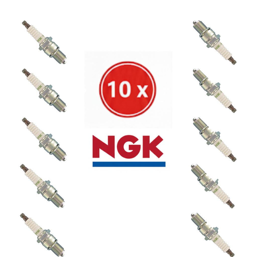 [BR9EYA] Set of 10 NGK BR9EYA V-Power (V-Groove) Spark Plugs - Improved Ignition for 2-Stroke Snowmobiles/Motocross