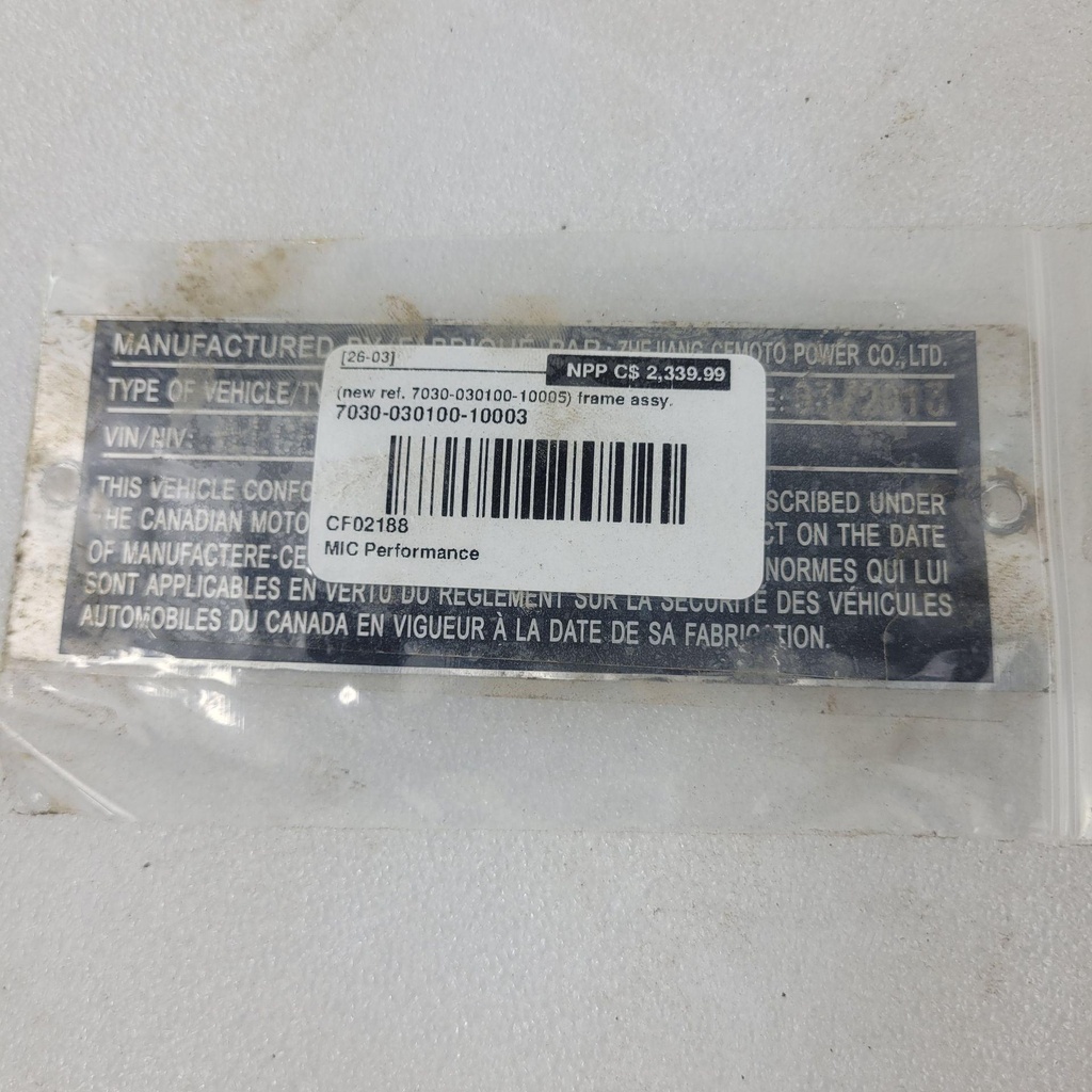 [CF02188] (new ref. 7030-030100-10005) frame assy.